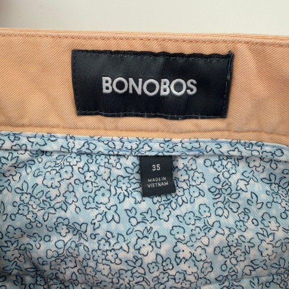 BONOBOS Mens Peach Chino Shorts 7 Inch Inseam Flat Front Casual Size 35‎ - Picture 7 of 10